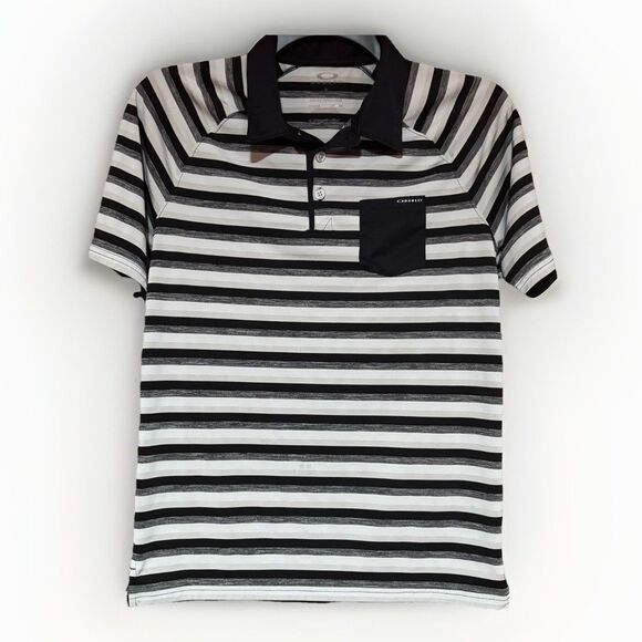 Oakley Other - Oakley Gray Black Striped Performance Short Sleeve Shirt Polo Men's Size Small